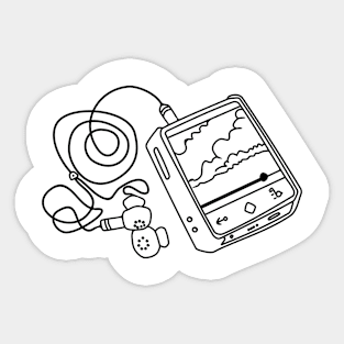 line art illustration of a small music player Sticker